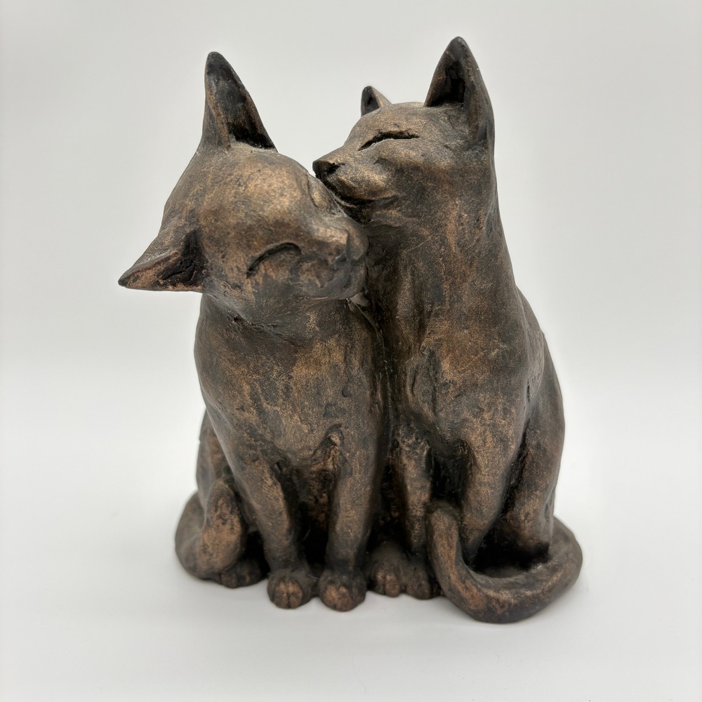 Paul Jenkins Frith Loving Cats SN052 PJ Signed Bronze Resin Cat Sculpture 6"